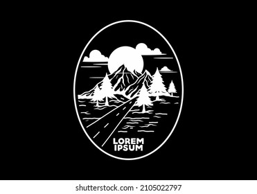 Middle road and mountain illustration design