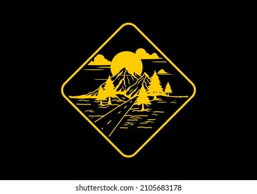 Middle road and mountain illustration design