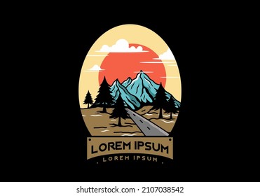 Middle road and mountain illustration design