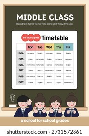Un horario de la academia de secundaria