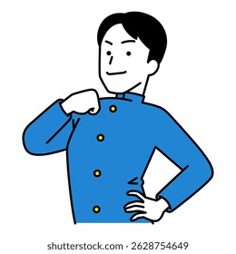 Middle school boy puffing out his chest