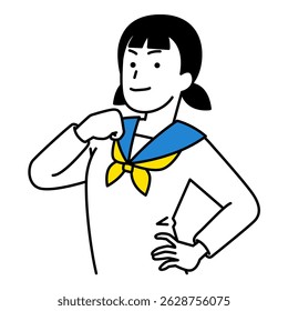 Middle school girl puffing out her chest