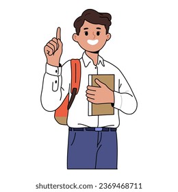 
middle school male student raising his hand