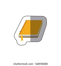 middle shadow color sticker with book with cover and yellow ribbon