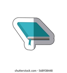 middle shadow color sticker with book with cover and blue ribbon