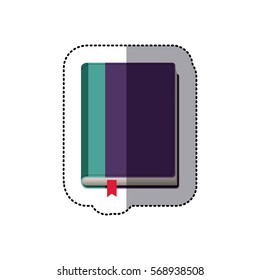 middle shadow color sticker with book and ribbon