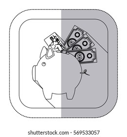 middle shadow monochorme sticker with moneybox in square