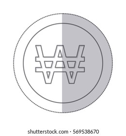 middle shadow monochrome circle with currency symbol of south korea