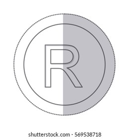 middle shadow monochrome circle with currency symbol of rand south africa