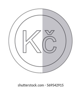 middle shadow monochrome circle with currency symbol of czech koruna