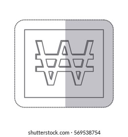 middle shadow monochrome square with currency symbol of south korea