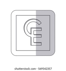 middle shadow monochrome square with currency symbol of european currency unit