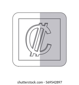 middle shadow monochrome square with currency symbol of colon costa rica
