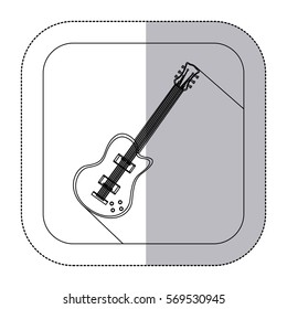 middle shadow monochrome sticker with electric guitar in frame