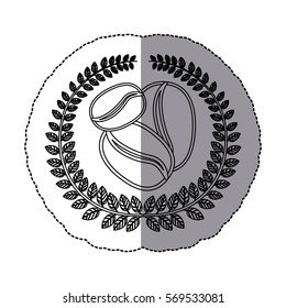 middle shadow monochrome sticker with olive crown with coffee beans