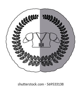 middle shadow monochrome sticker with olive crown with american football chest protection