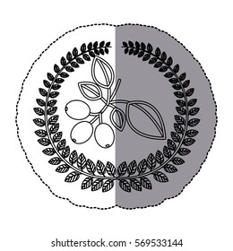 middle shadow monochrome sticker with olive crown with coffee tree branch