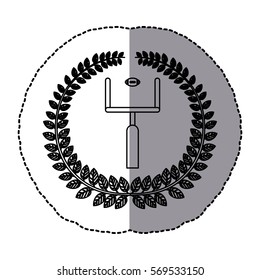 middle shadow monochrome sticker with olive crown with arch american football sport