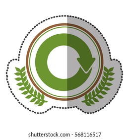 middle shadow sticker colorful with olive crown with reloaded symbol in circle
