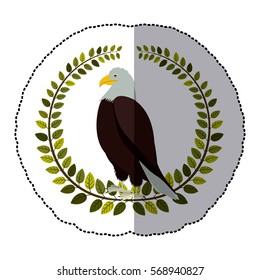 middle shadow sticker colorful with olive crown with eagle