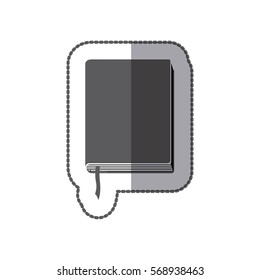 middle shadow sticker grayscale with book with ribbon