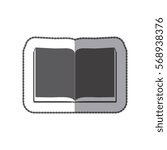 middle shadow sticker grayscale with open book with sheets gray color