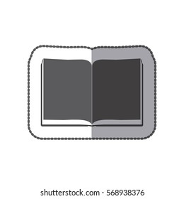 middle shadow sticker grayscale with open book with sheets gray color