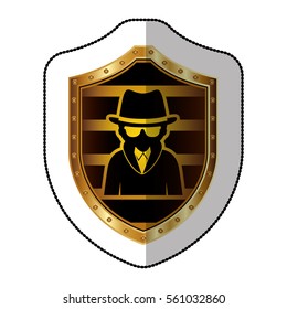 middle shadow sticker of hacker in yellow shield