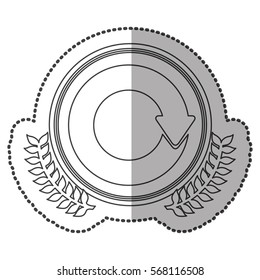 middle shadow sticker monochrome with olive crown with reloaded symbol in circle