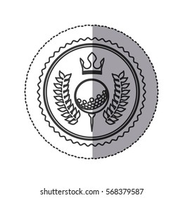 middle shadow sticker monochrome with olive branchs with golf ball and crown