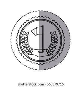 middle shadow sticker monochrome with olive branchs with hole and flag of golf