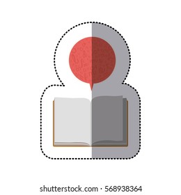 middle shadow sticker with open book and dialogue bubble