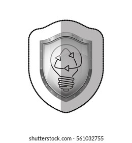 middle shadow sticker of shield with light bulb with filament recycling