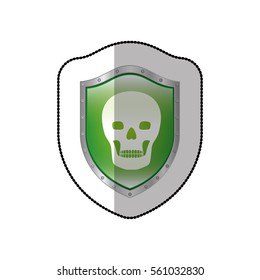 middle shadow sticker of skull in shield