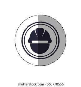 middle shadow sticker with worker helmet in circular frame