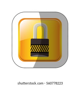 middle shadow sticker in yellow square padlock