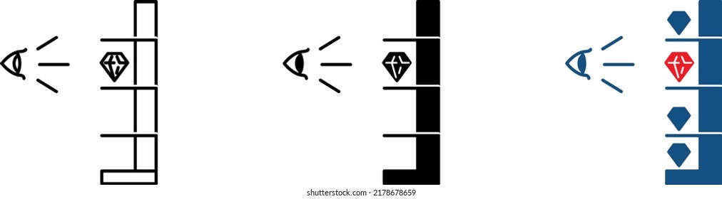 Symbol im mittleren Regal und auf Augenhöhe, Vektorgrafik