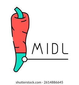 middle spice pepper line icon vector. middle spice pepper sign. isolated symbol illustration