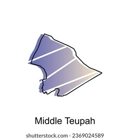 Mapa de la ciudad de Teupah Medio. mapa vectorial de la provincia de Aceh capital País diseño colorido, ilustración plantilla de diseño sobre fondo blanco