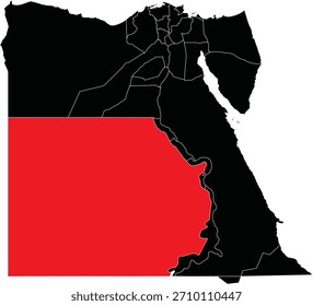 Região superior média no mapa do Egito vetor editável