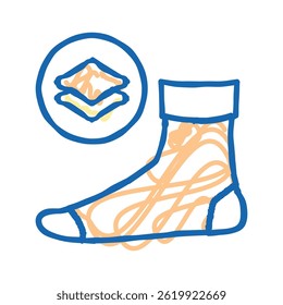 middle warm sock doodle icon sketch vector. middle warm sock sign. isolated symbol illustration
