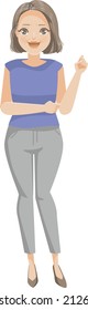 Middle woman. Female character cartoon personalities. Caucasian adult woman. Full body human figure.