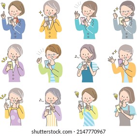 Middle Women Looking At Smartphone Stock Illustration

