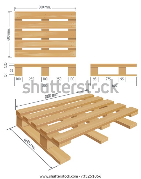 Middle Wooden Pallet Perspective Front Side Stock Vector (Royalty Free ...