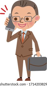 Middle-aged businessman talking on the smartphone with a smile