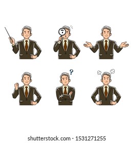 Middle-aged businessman upper body 6 piece set 2