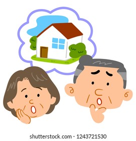 
Middle-aged couple consultation facial expressions concerning housing