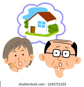 Middle-aged couple consultation facial expressions concerning housing