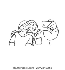 A middle-aged couple with good marital skills. Illustration of parents that are great to use during Family Month.
Hand drawn style vector design line illustrations.