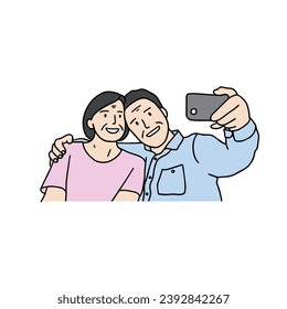 A middle-aged couple with good marital skills. Illustration of parents that are great to use during Family Month.
Hand drawn style vector design line illustrations.